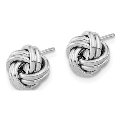 14K White Gold Love Knot Button Stud Earrings – view 2