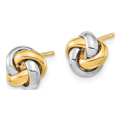 14K Two-Tone Gold Love Knot Button Stud Earrings – view 3