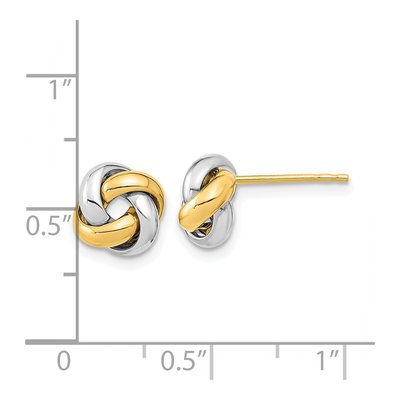 14K Two-Tone Gold Love Knot Button Stud Earrings – view 4