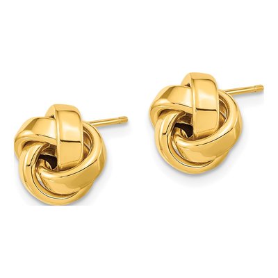14K Yellow Gold Love Knot Button Stud Earrings – view 2