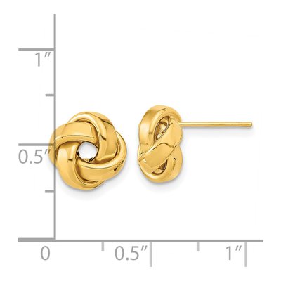 14K Yellow Gold Love Knot Button Stud Earrings – view 3