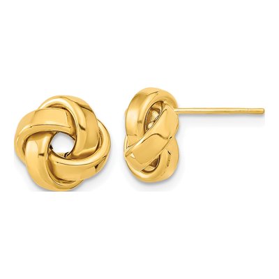 14K Yellow Gold Love Knot Button Stud Earrings