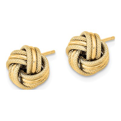 14K Yellow Gold Triple Love Knot Stud Earrings – view 3