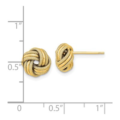 14K Yellow Gold Triple Love Knot Stud Earrings – view 4
