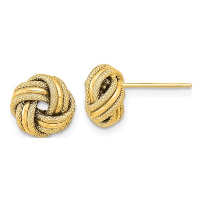 14K Yellow Gold Triple Love Knot Stud Earrings