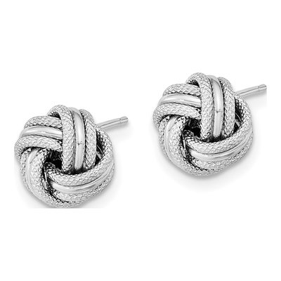 14K White Gold Triple Love Knot Stud Earrings – view 3
