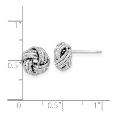 14K White Gold Triple Love Knot Stud Earrings – view 4