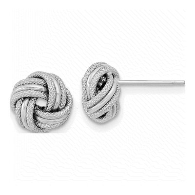 14K White Gold Triple Love Knot Stud Earrings