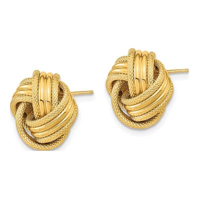 14K Yellow Gold Love Knot Button Stud Earrings – view 3
