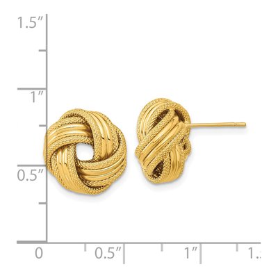 14K Yellow Gold Love Knot Button Stud Earrings – view 4