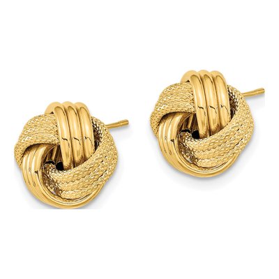 14K Yellow Gold Triple Love Knot Stud Earrings – view 2
