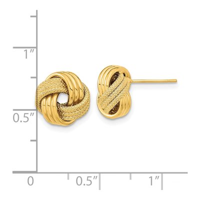 14K Yellow Gold Triple Love Knot Stud Earrings – view 3