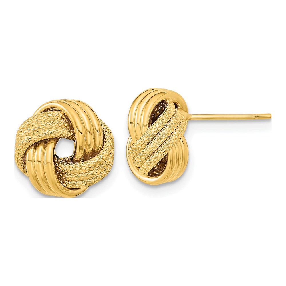 14K Yellow Gold Triple Love Knot Post Earrings
