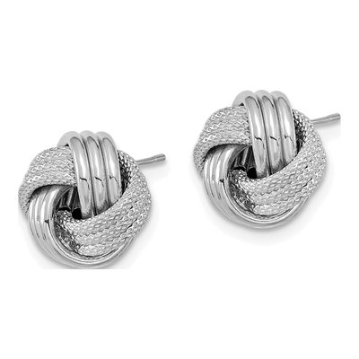 14K White Gold Triple Love Knot Stud Earrings – view 3