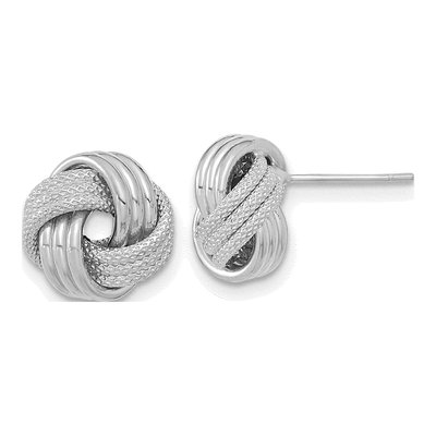 14K White Gold Triple Love Knot Stud Earrings