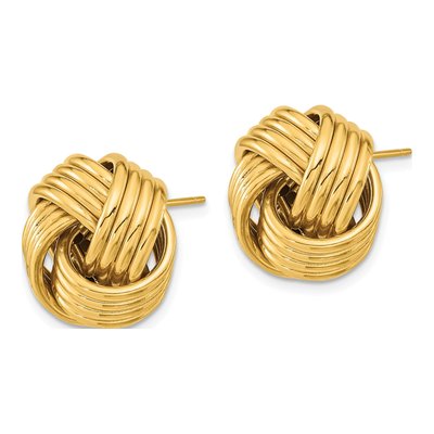 14K Yellow Gold Love Knot Button Stud Earrings – view 3