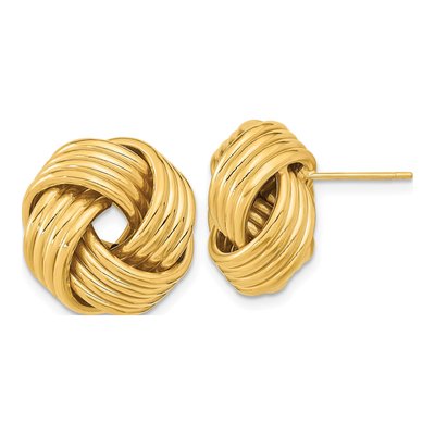 14K Yellow Gold Love Knot Button Stud Earrings