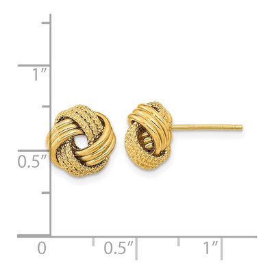 14K Yellow Gold Triple Love Knot Button Stud Earrings – view 4