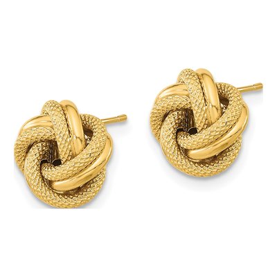 14K Yellow Gold Love Knot Button Stud Earrings – view 2