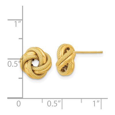 14K Yellow Gold Love Knot Button Stud Earrings – view 3