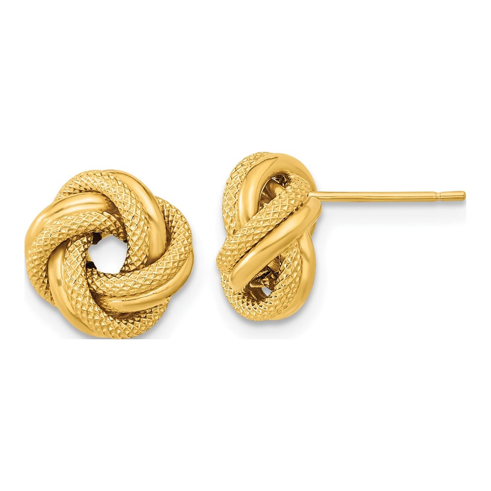 14K Yellow Gold Love Knot Button Stud Earrings