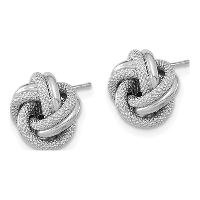 14K White Gold Love Knot Button Stud Earrings – view 2