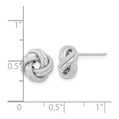 14K White Gold Love Knot Button Stud Earrings – view 4
