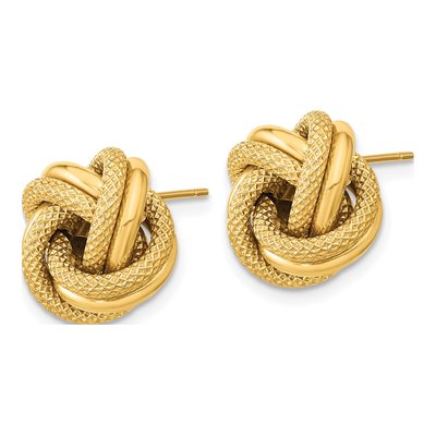 14K Yellow Gold Love Knot Button Earrings – view 3