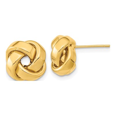 14K Yellow Gold Love Knot Button Stud Earrings