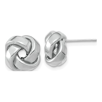 14K White Gold Love Knot Stud Earrings