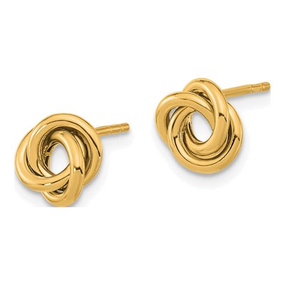 14K Yellow Gold Love Knot Button Stud Earrings – view 2