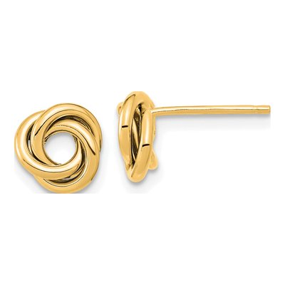 14K Yellow Gold Love Knot Button Stud Earrings