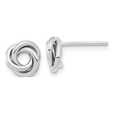 14K White Gold Love Knot Stud Earrings
