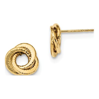 14K Yellow Gold Love Knot Stud Earrings