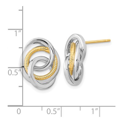 14K Two-Tone Gold Intertwined Circle Stud Earrings – view 4