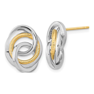 14K Two-Tone Gold Intertwined Circle Stud Earrings