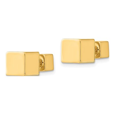 14K Yellow Gold Cube Front Back Stud Earrings – view 3