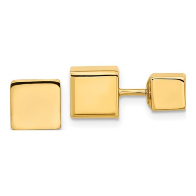 14K Yellow Gold Cube Front Back Stud Earrings – view 6