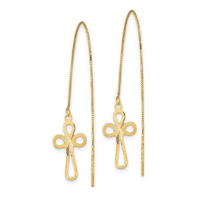 14K Yellow Gold Box Threader Earrings – view 3