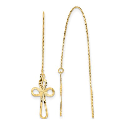 14K Yellow Gold Box Threader Earrings