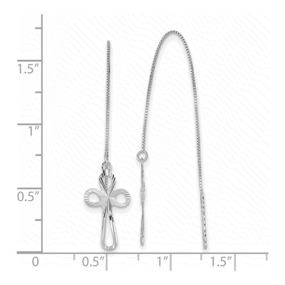 14K White Gold Diamond-Cut Box Cross Threaders Threader Earrings – view 4