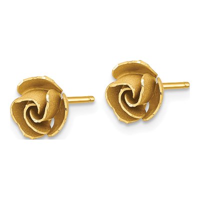 14K Yellow Gold Diamond-Cut Stud Earrings – view 3