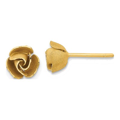 14K Yellow Gold Diamond-Cut Stud Earrings