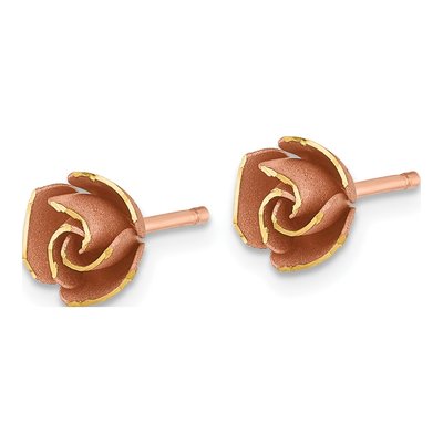 14K Yellow Gold Flower Stud Earrings – view 3