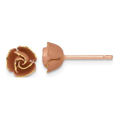14K Yellow Gold Flower Stud Earrings