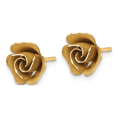 14K Yellow Gold Flower Stud Earrings – view 3