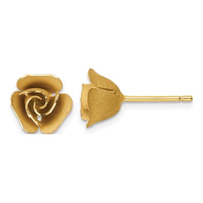 14K Yellow Gold Flower Stud Earrings