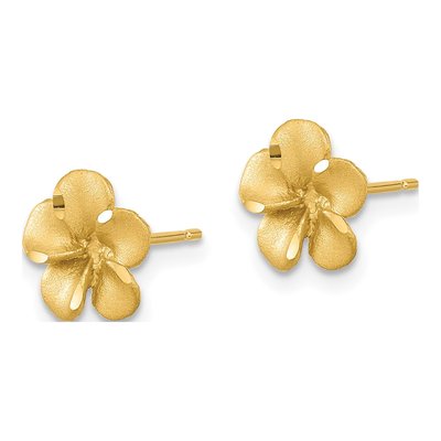14K Yellow Gold Plumeria Stud Earrings – view 3