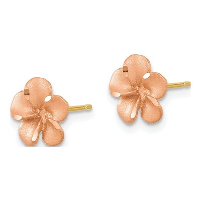 14K Yellow Gold Plumeria Stud Earrings – view 3