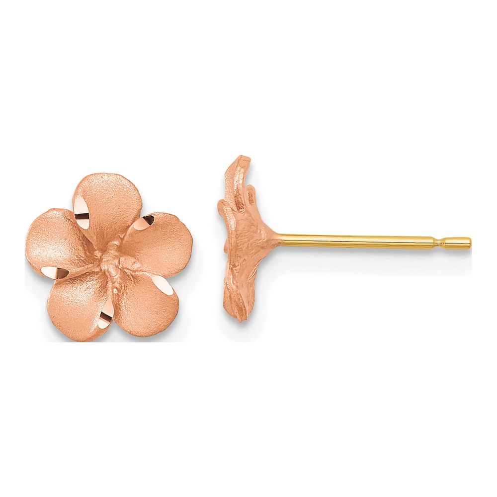 14K Rose Rhodium Plumeria Earrings